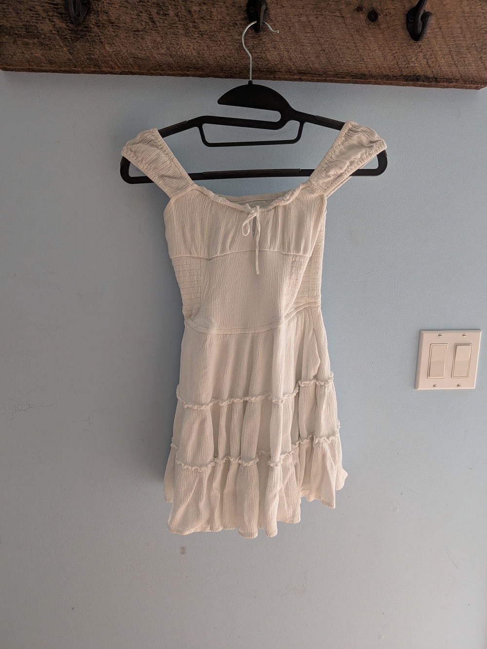 White Tiered Smocked Mini Dress